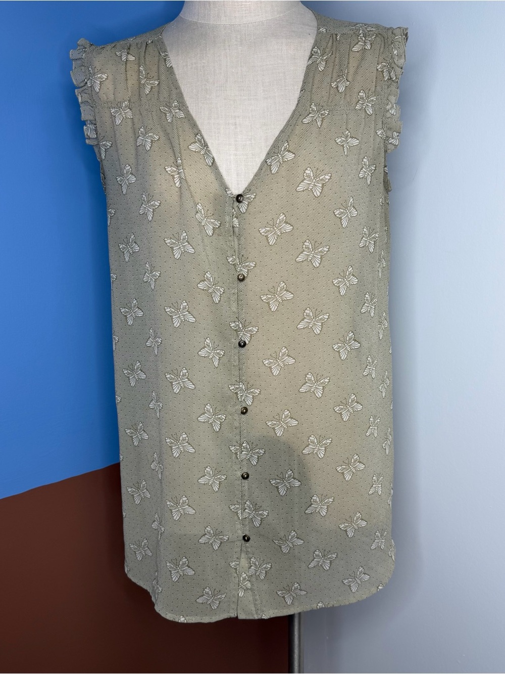Womans Matilda Jane Monarch Butterfly Semi Sheer Blouse Size XL